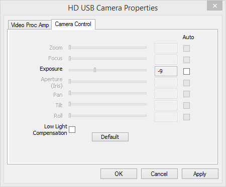 Camera properties - Control